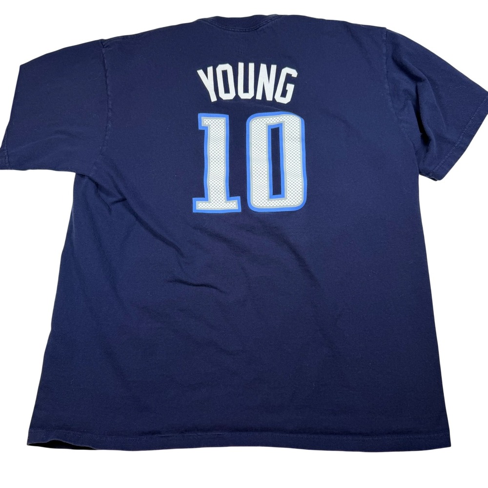 Reebok Tennessee Titans Vince Young 10 Navy Blue T-Shirt Mens‎ Large Vintage NFL